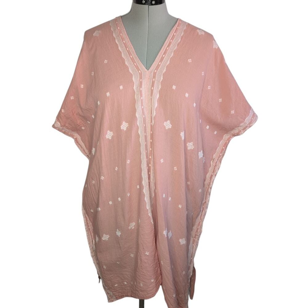 Oysho V-Neck Embroidered Cotton Cover-Up/Tunic Top Size Medium Festival Beach
